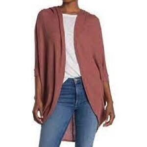 Abound Womens Cocoon Cardigan XS Pink Brown Open Dolman Sleeve Lightweight NWT
